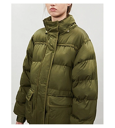 Shop Sandro Padded Shell Hooded Jacket In Olive Green