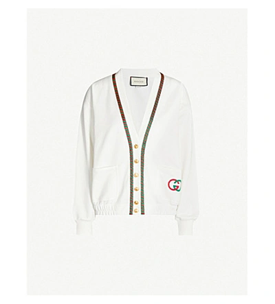 Shop Gucci V-neck Loose-fit Knitted Cardigan In Off White