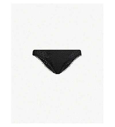 Shop Stella Mccartney Camellia Darling Stretch-silk Briefs In 001 Black