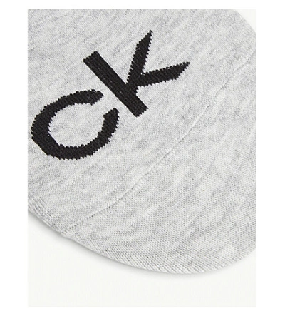 Shop Calvin Klein Women's Pale Grey Heather Logo Cotton-blend Trainer Socks