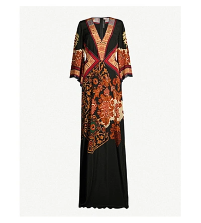 Shop Etro Patterned Silk Maxi Dress In Nero