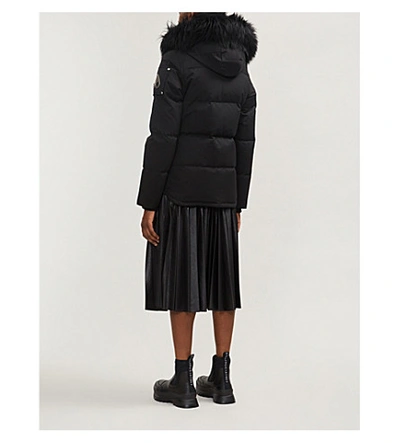 Shop Moose Knuckles 3q Faux Fur-trimmed Cotton-blend Down Hooded Jacket In Black W Black Shearling