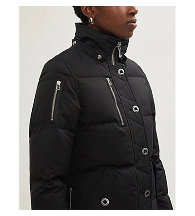 Shop Moose Knuckles 3q Faux Fur-trimmed Cotton-blend Down Hooded Jacket In Black W Black Shearling
