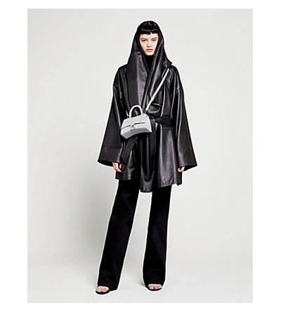 Shop Balenciaga Incognito Hooded Leather Coat In Black