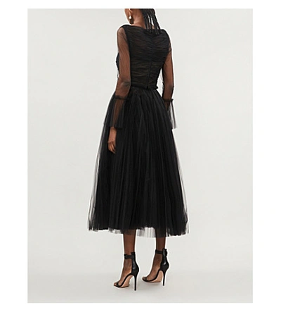 Shop Khaite Jean Cut-out Tulle Midi Dress In Black