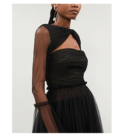 Shop Khaite Jean Cut-out Tulle Midi Dress In Black