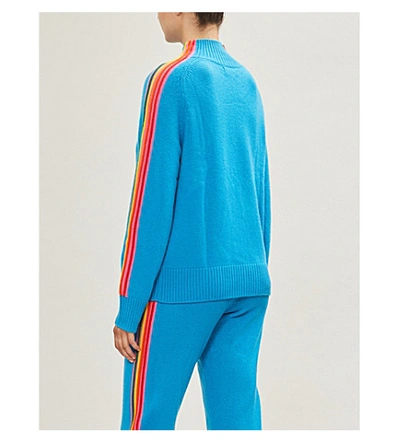 Shop Chinti & Parker Ripple Striped Wool And Cashmere-blend Jumper In Bright Blue Rainbow
