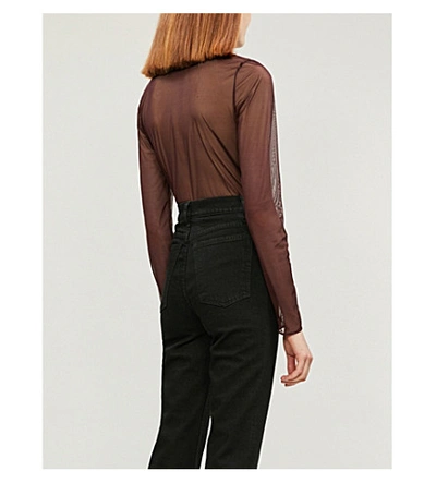 Shop Wolford Turtleneck Stretch-mesh Top In Chateau