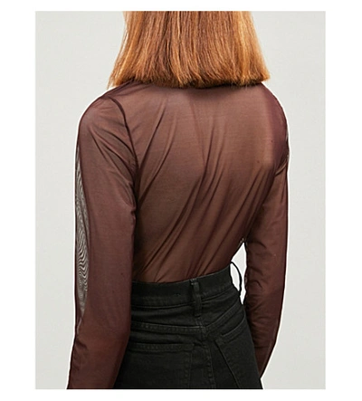 Shop Wolford Turtleneck Stretch-mesh Top In Chateau