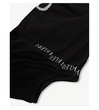 Shop Calvin Klein Logo Coolmax Cotton-blend Trainer Socks In Black