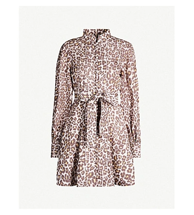 Shop Zimmermann Sabotage Leopard-print Silk Mini Dress In Soft Leopard