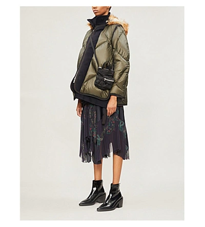 Shop Sacai Oversized Quilted Shell-down Jacket In Khaki Navy