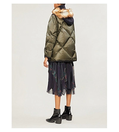 Shop Sacai Oversized Quilted Shell-down Jacket In Khaki Navy