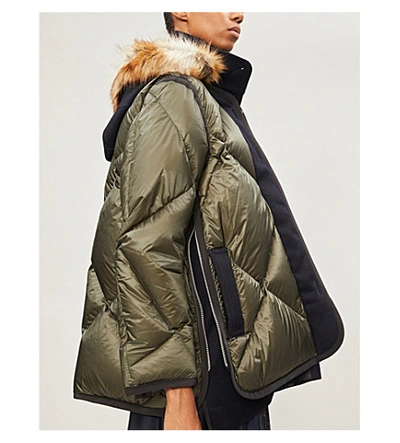 Shop Sacai Oversized Quilted Shell-down Jacket In Khaki Navy