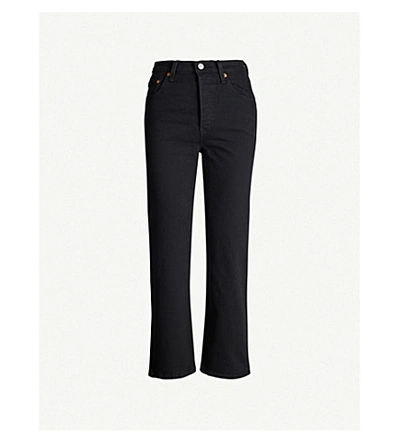 Shop Levi's Ribcage Straight High-rise Jeans In Black Heart