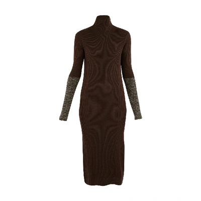 Shop Boontheshop Long Wool Dress In Kaki Mix