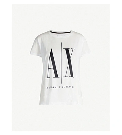 Shop Armani Exchange Logo-printed Cotton-jersey T-shirt In White