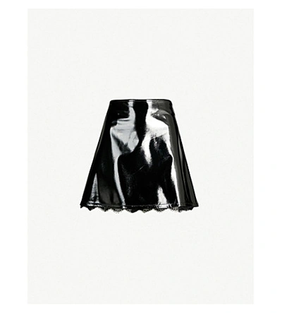 Shop Pinko Balsamo High-rise Vinyl Mini Skirt In Nero+limousine