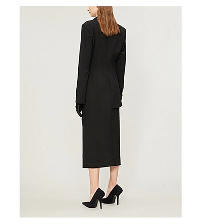 Shop Off-white Belted Wool-blend Midi Wrap Dress In Black No Color