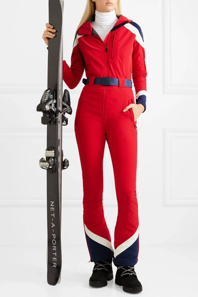 Shop Perfect Moment Allos Belted Color-block Ski Suit In Red
