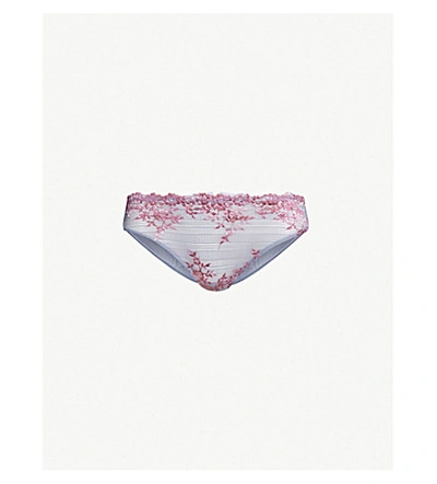 Shop Wacoal Embrace Lace Mesh Bikini Briefs In Lilac Grey Multi