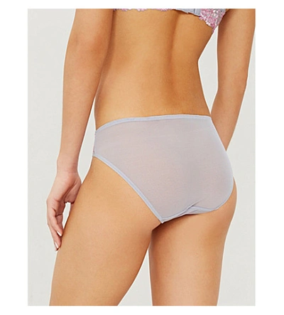 Shop Wacoal Embrace Lace Mesh Bikini Briefs In Lilac Grey Multi