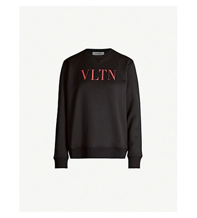Shop Valentino Logo-print Cotton-blend Jersey Sweatshirt In Nero/rosso