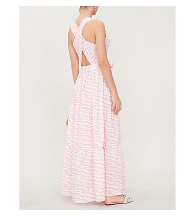 Shop Alexandra Miro Raphaela V-neck Printed Cotton Maxi Dress In Pink Geo