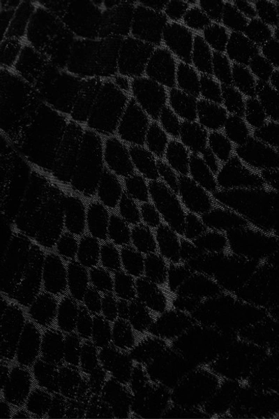 Shop Frame Party Cutout Croc-effect Devoré-velvet Blouse In Black