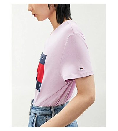 Shop Tommy Jeans Logo-print Cotton-jersey T-shirt In Orchid Bouquet