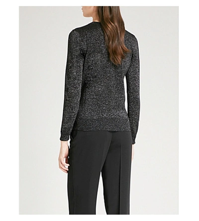 Shop Joseph V-neck Metallic-knit Jumper In Black