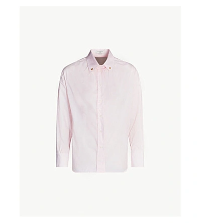 Shop Sandro Striped Diamanté-embellished Cotton Shirt In Pink