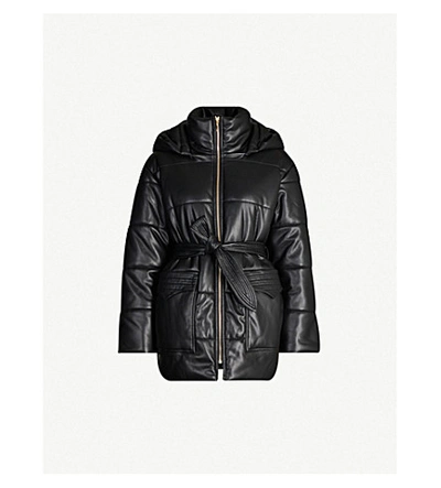 Shop Nanushka Lenox Belted Faux-leather Coat In Black