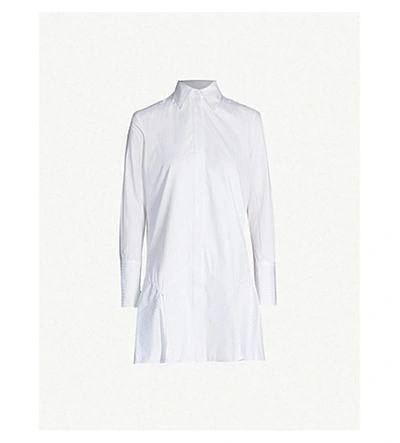 Shop Victoria Victoria Beckham Frilled-hem Cotton Shirt Dress In White