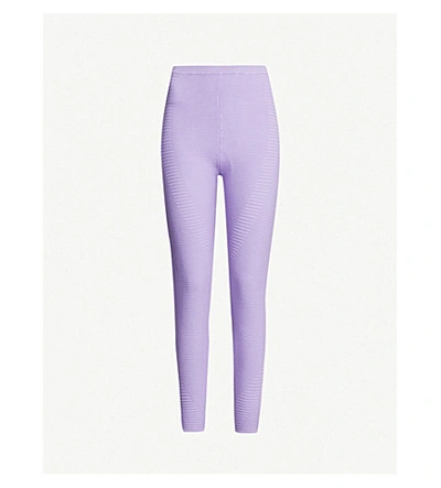 Shop Adam Selman Sport Ribbed-knit Nylon Leggings In Kaboodle