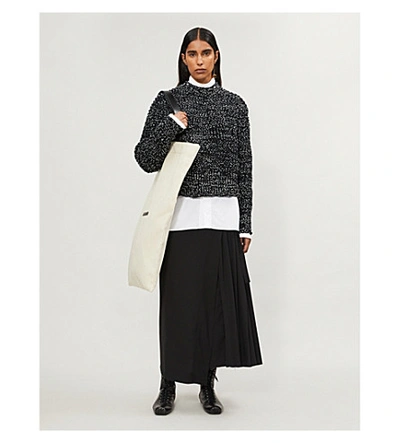 Shop Jil Sander High Neck Open-knit Wool-blend Jumper In Open White