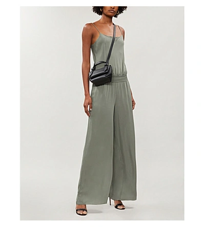 Shop Theory Scoop-neck Wide-leg Silk-crepe Jumpsuit In Faded Sage
