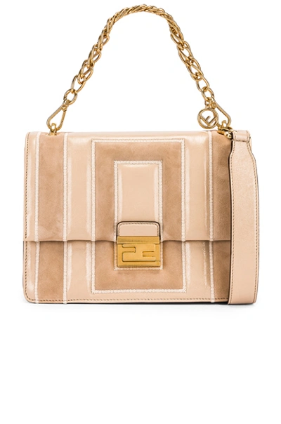 Shop Fendi Embossed Kan U Bag In Nude