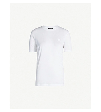 Shop Acne Studios Womens Optic White Ellison Patch-embroidered Cotton T-shirt L