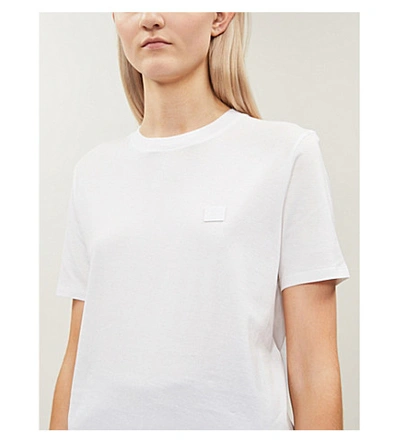 Shop Acne Studios Womens Optic White Ellison Patch-embroidered Cotton T-shirt L