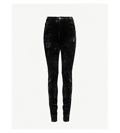 Shop Attico Leopard-print Velvet Leggings In Black