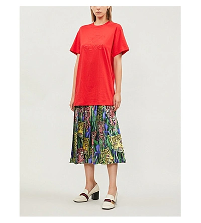 Shop Gucci Graphic-print Cotton-jersey T-shirt In Red