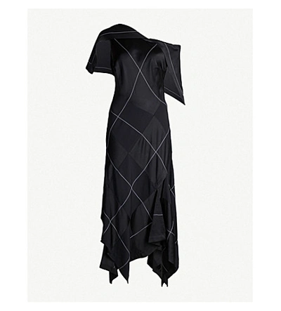 Shop Monse Argyle Satin-crepe Dress In Black