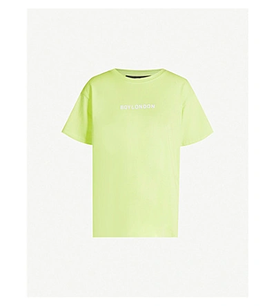 Shop Boy London Logo-print Cotton-jersey T-shirt In Neon Green