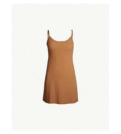 Shop Commando Microfibre Mini Slip Dress In Caramel