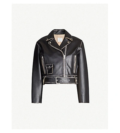 Shop Sandro Leather Jacket In Black