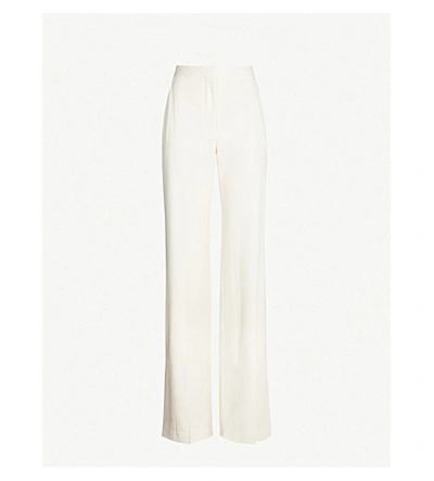 Shop Stella Mccartney Wide-leg High-rise Wool Trousers In Cream