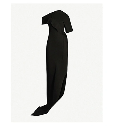 Shop Rick Owens Nona Asymmetric-neckline Woven Bodycon Gown In Black