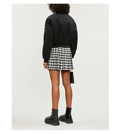 Shop Calvin Klein Padded Brand-print Shell Bomber Jacket In Black