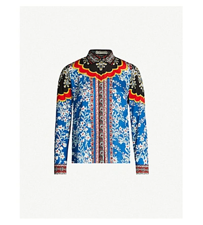 Shop Alice And Olivia Willa Silk-crepe Shirt In Palace Daffodil